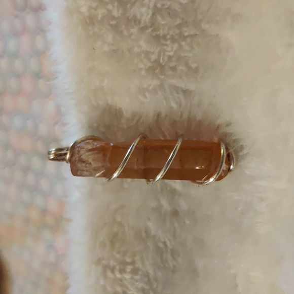 Tangerine Quartz Crystal Point Pendant - Picture 2 of 11